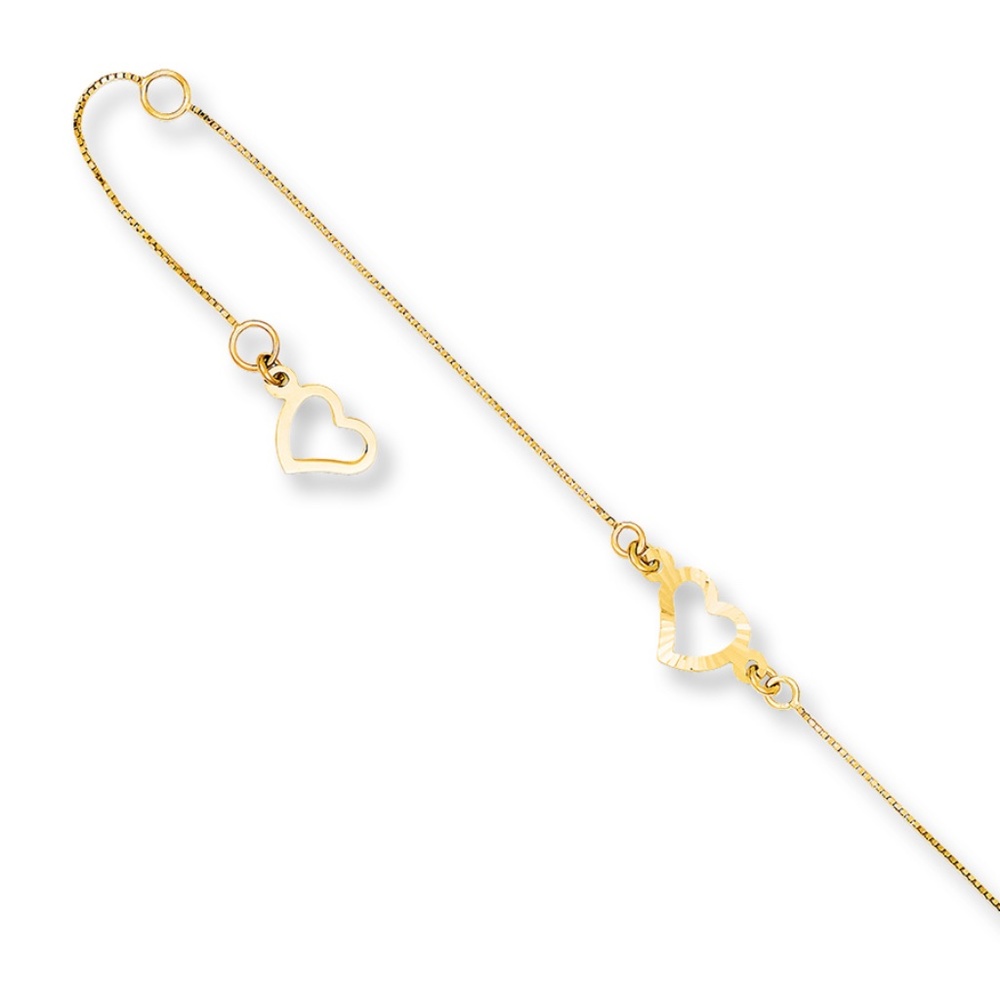 COPY - Kay Jewelers 14K Gold Ankle with Diamond-Cut Hearts